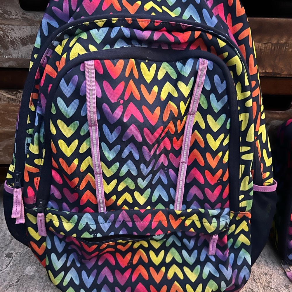 Lands' End Rainbow Heart Kids Backpack Set - Picture 3 of 6
